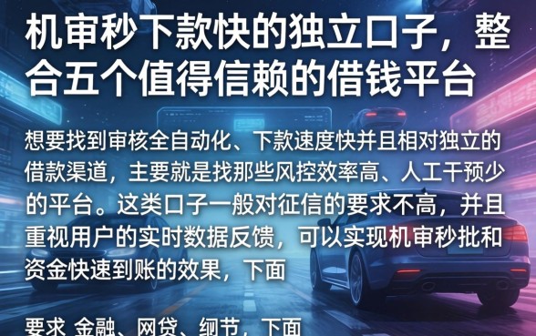 机审秒下款快的独立口子，整合五个值得信赖的借钱平台