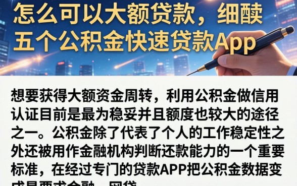 怎么可以大额贷款，细致阐述五个公积金快速贷款app