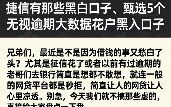 捷信有那些黑白口子，甄选5个无视逾期大数据花户黑户口子