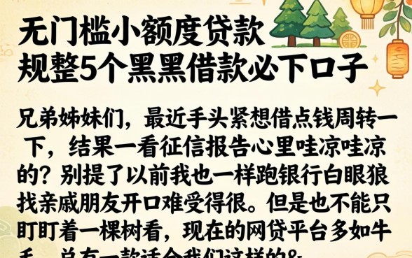 无门槛小额度贷款，规整5个黑户借款必下口子