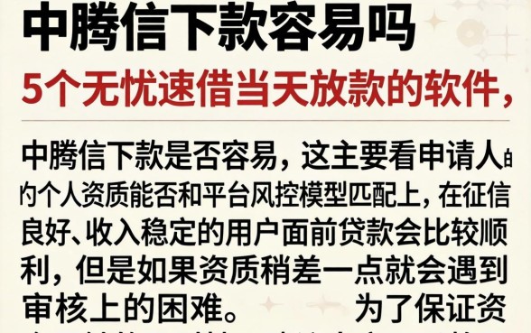 中腾信下款容易吗，详细阐述5个无忧速借当天放款的软件