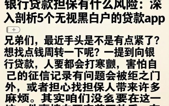 银行贷款担保有什么风险,深入剖析5个无视黑白户的贷款app