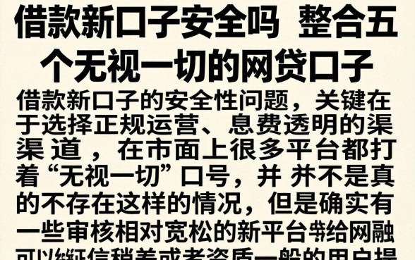 借款新口子安全吗，整合五个无视一切的网贷口子