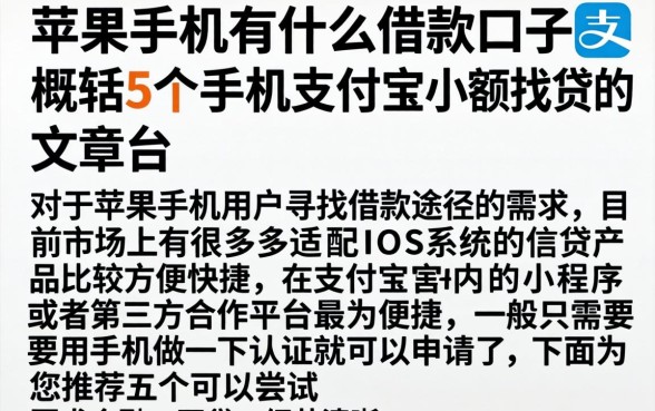 苹果手机有什么借款口子，概括5个手机支付宝小额贷款的平台