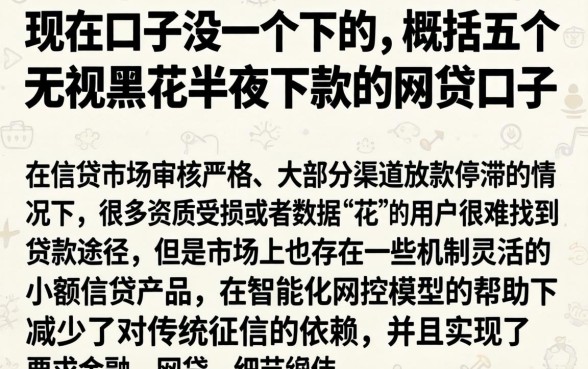 现在口子没一个下的，概括五个无视黑花半夜下款的网贷口子