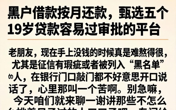 黑户借款按月还款，甄选五个19岁贷款容易过审批的平台