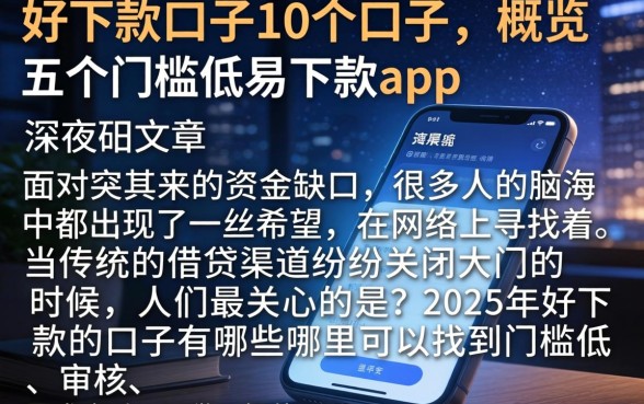 好下款的口子10个口子，概览五个门槛低易下款app