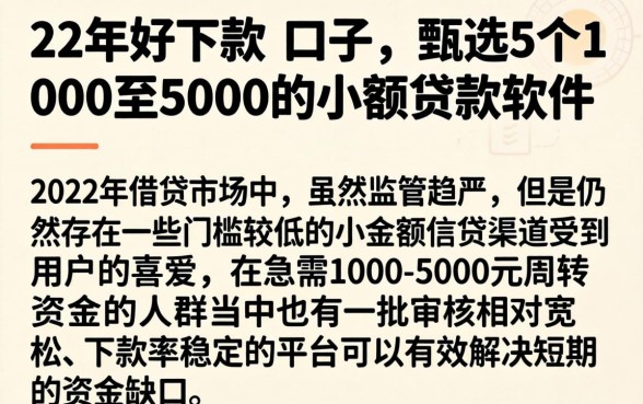 22年好下款的口子，甄选5个1000至5000的小额贷款软件
