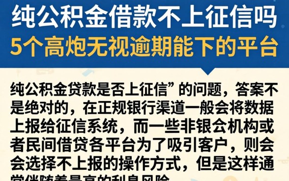 纯公积金借款不上征信吗,详尽说明5个高炮无视逾期能下的平台