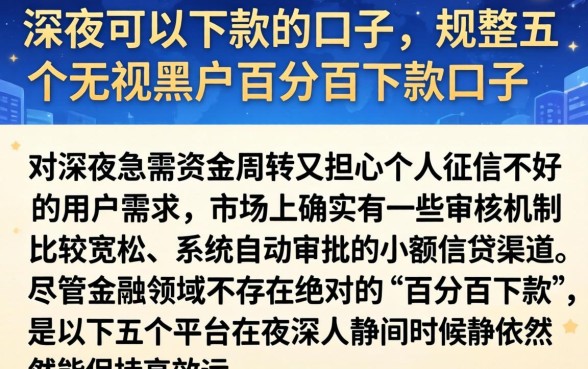 深夜可以下款的口子，规整五个无视黑户百分百下款口子