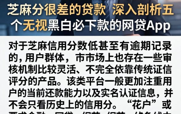 芝麻分很差的贷款，深入剖析五个无视黑白必下款的网贷app