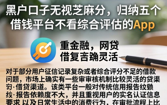 黑户口子无视芝麻分，归纳五个借钱平台不看综合评估的app
