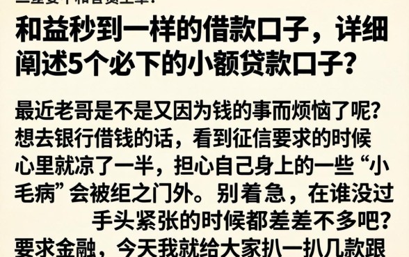 和益秒到一样的借款口子，详细阐述5个必下的小额贷款口子