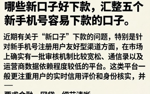 哪些新口子好下款，汇整五个新手机号容易下款的口子