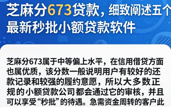 芝麻分673贷款，细致阐述五个最新秒批小额贷款软件