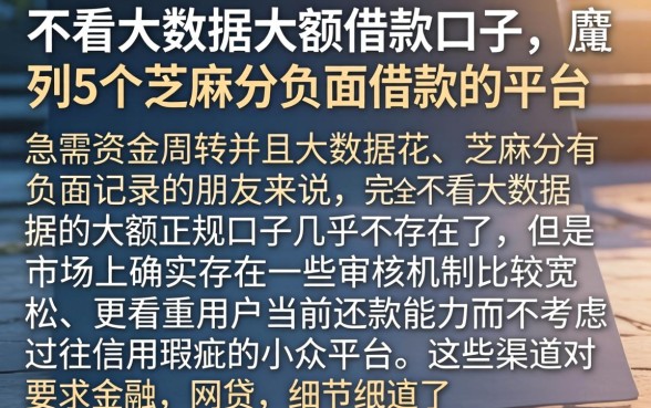 不看大数据大额借款口子，胪列5个芝麻分负面借款的平台
