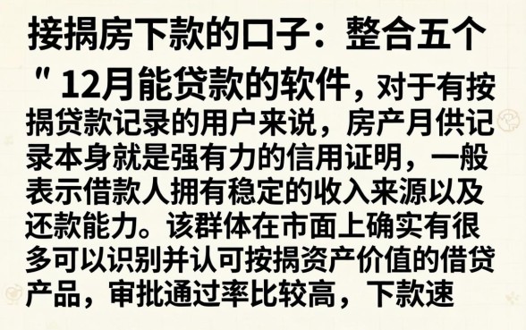 按揭房下款的口子，整合五个12月能贷款的软件