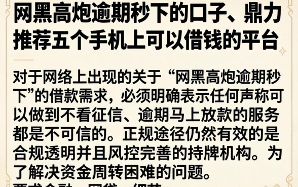 网黑高炮逾期秒下的口子，鼎力推荐五个手机上可以借钱的平台