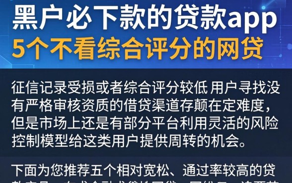 黑户必下款的贷款app，详尽说明5个不看综合评分的网贷