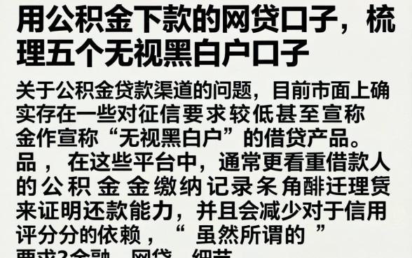 用公积金下款的网贷口子，梳理五个无视黑白户口子