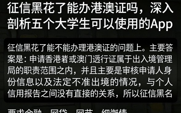 征信黑花了能办港澳证吗，深入剖析五个大学生可以使用的app