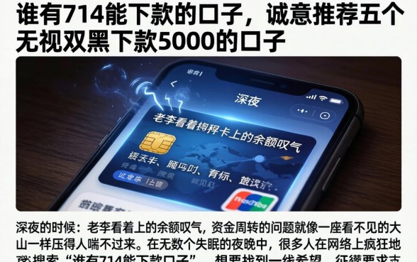 谁有714能下款的口子,诚意推荐五个无视双黑下款5000的口子