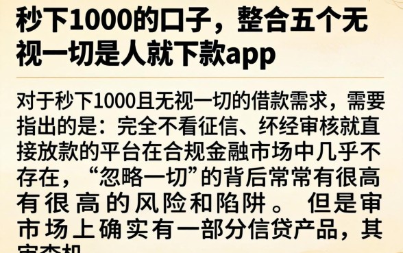 秒下1000的口子，整合五个无视一切是人就下款app