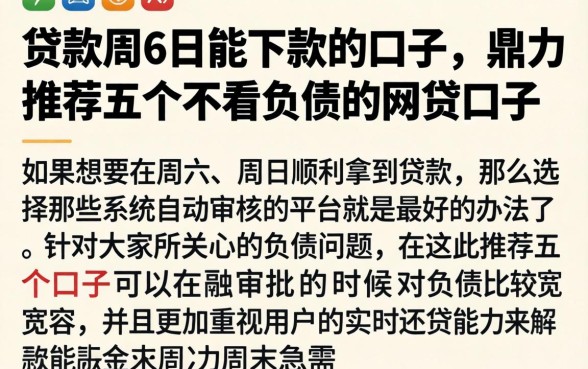 贷款周6日能下款的口子,鼎力推荐五个不看负债的网贷口子
