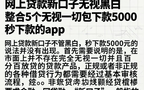 网上贷款新口子无视黑白，整合5个无视一切包下款5000秒下款的app