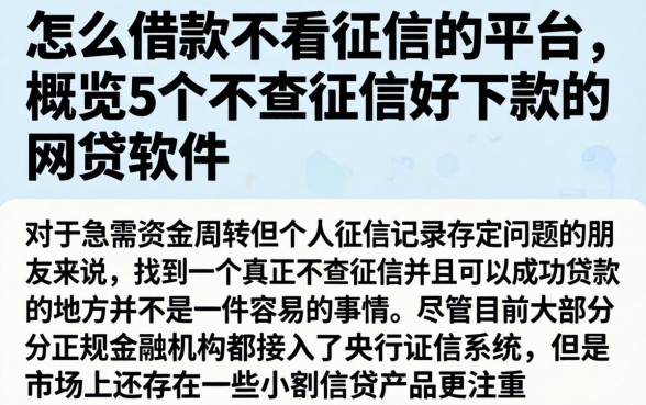 怎么借款不看征信的平台，概览5个不查征信好下款的网贷软件