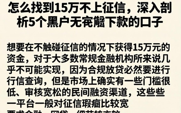 怎么找到15万不上征信,深入剖析5个黑户无条件下款的口子