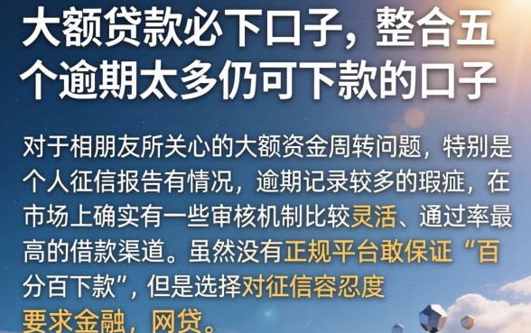 大额贷款必下口子，整合五个逾期太多仍可下款的口子