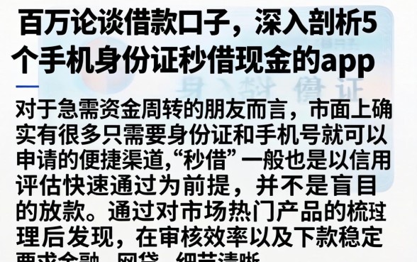 百万论谈借款口子,深入剖析5个手机身份证秒借现金的app