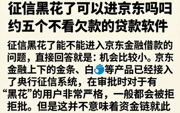 征信黑花了可以进京东吗，归纳五个不看欠款的贷款软件