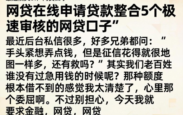 网贷在线申请贷款,整合5个极速审核的网贷口子