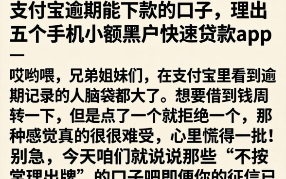 支付宝逾期能下款的口子，理出五个手机小额黑户快速贷款app