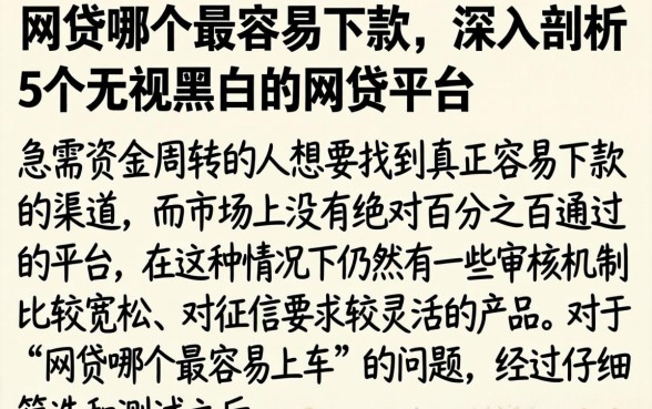 网贷哪个最容易下款，深入剖析5个无视黑白的网贷平台