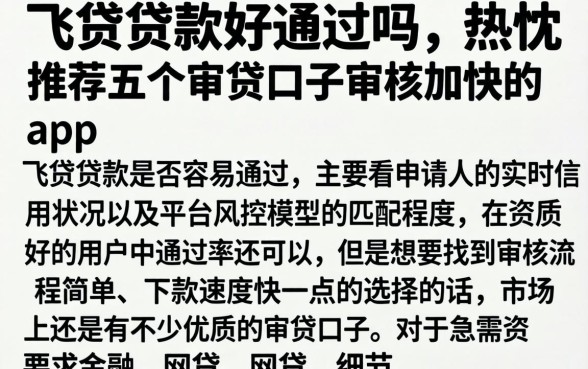 飞贷贷款好通过吗，热忱推荐五个审贷口子审核加快的app