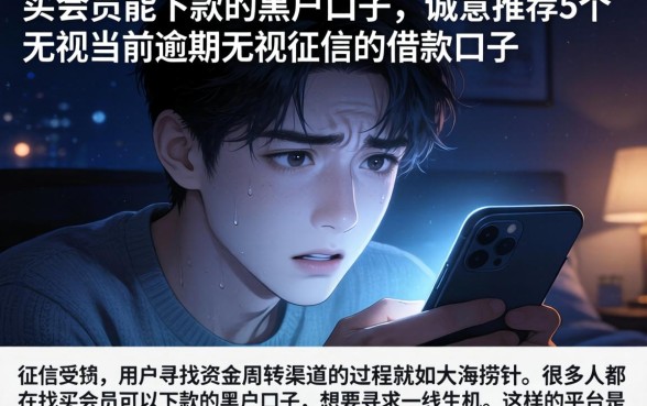 买会员能下款的黑户口子，诚意推荐5个无视当前逾期无视征信的借款口子