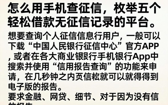 怎么用手机查征信，枚举五个轻松借款无征信记录的平台