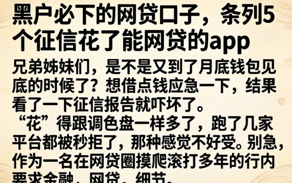 黑户必下的网贷口子，条列5个征信花了能网贷的app