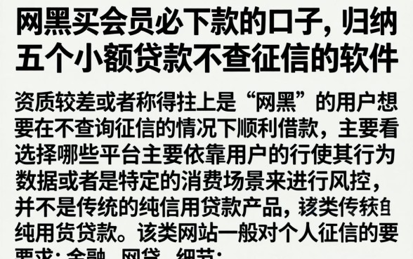 网黑买会员必下款的口子,归纳五个小额贷款不查征信的软件