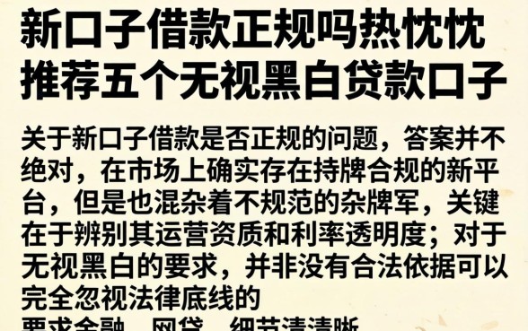 新口子借款正规吗，热忱推荐五个无视黑白贷款口子