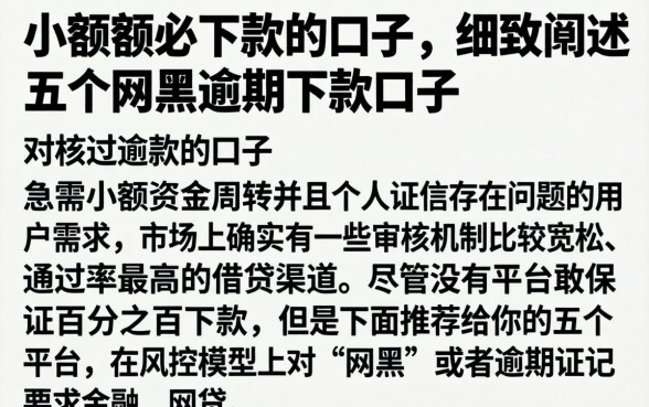 小额度必下款的口子,细致阐述五个网黑逾期下款口子