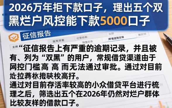 2026万年拒下款口子，理出五个双黑烂户风控能下款5000口子