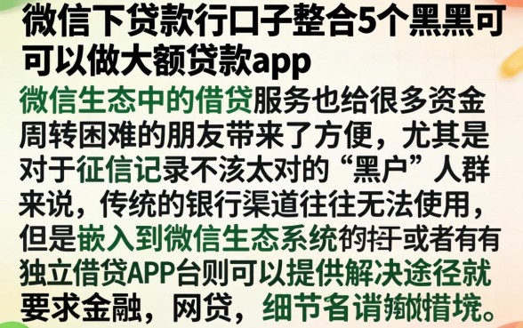 微信下贷款的口子，整合5个黑户可以做大额贷款app
