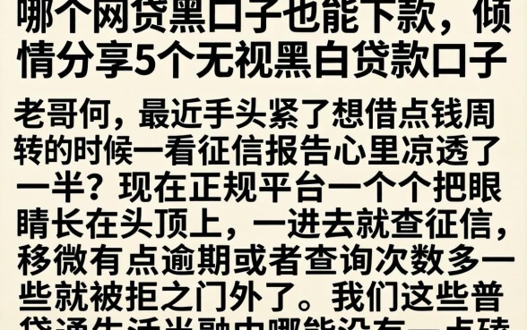 哪个网贷黑口子也能下款,倾情分享5个无视黑白贷款口子