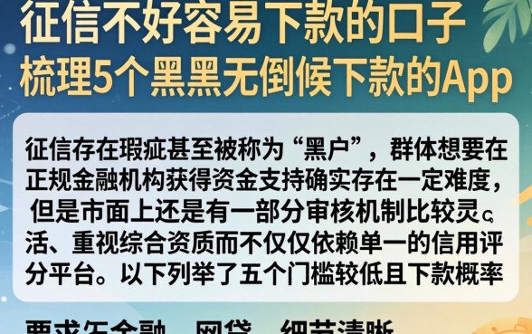 征信不好容易下款的口子,梳理5个黑户无条件下款的app