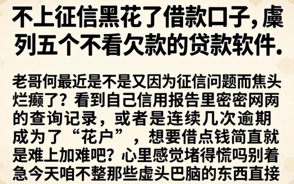 不上征信黑花了借款口子，胪列五个不看欠款的贷款软件