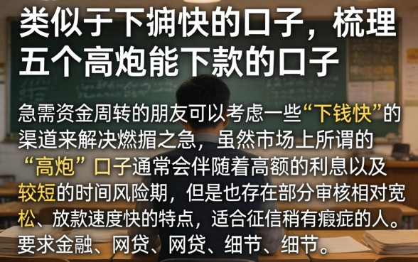 类似于下钱快的口子，梳理五个高炮能下款的口子